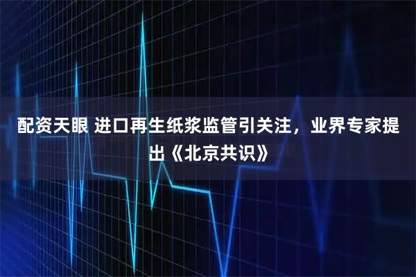 配资天眼 进口再生纸浆监管引关注，业界专家提出《北京共识》