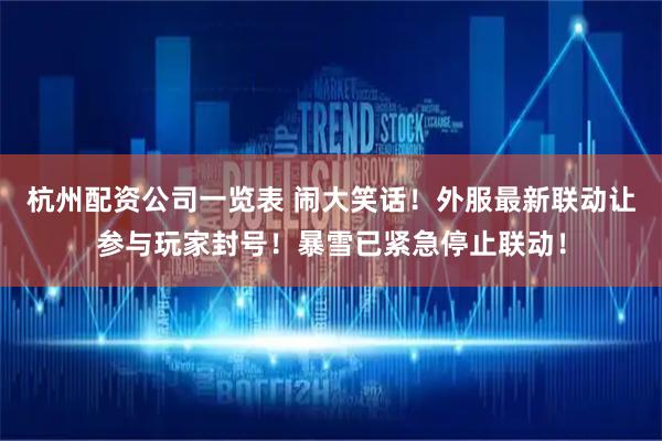 杭州配资公司一览表 闹大笑话！外服最新联动让参与玩家封号！暴雪已紧急停止联动！